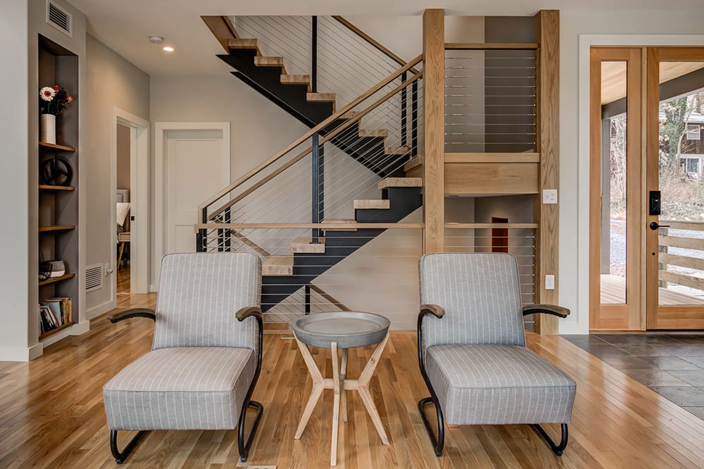Stairway and living room