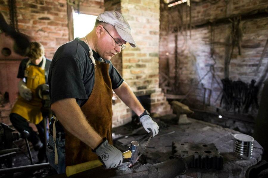 blacksmith demonstration at the LSU Rural Life Museum