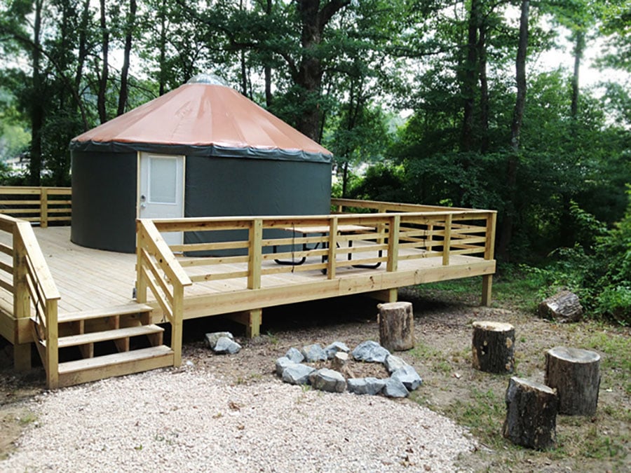 You can glamp in a yurt at Catherine's Landing