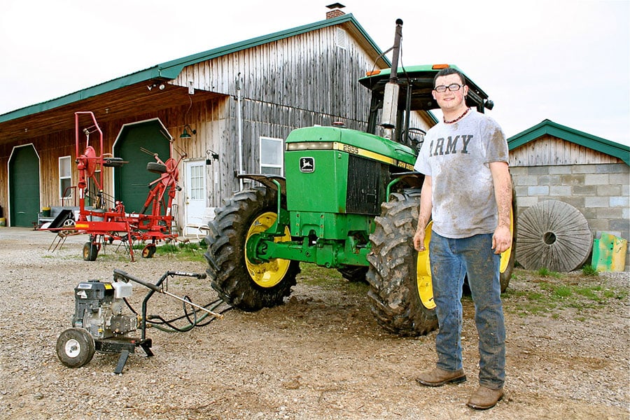 Their son is the farm mechanic