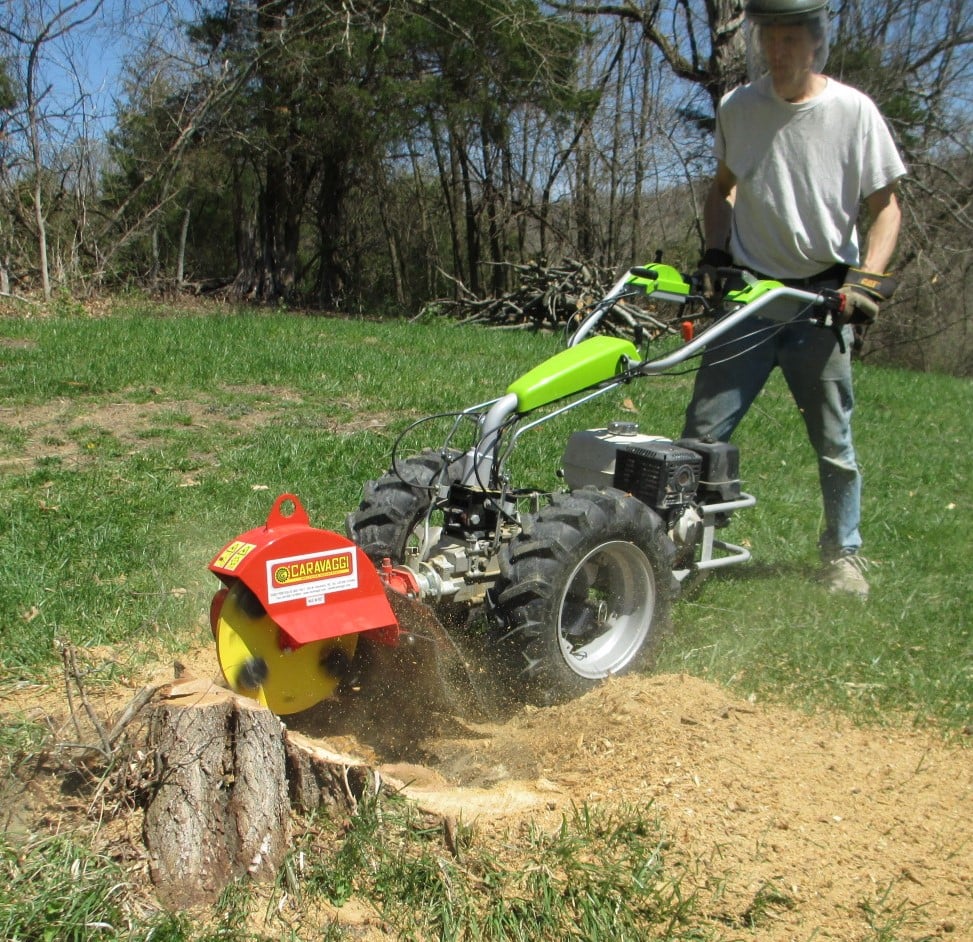 Grillo walk-behind tractor with stump grinder