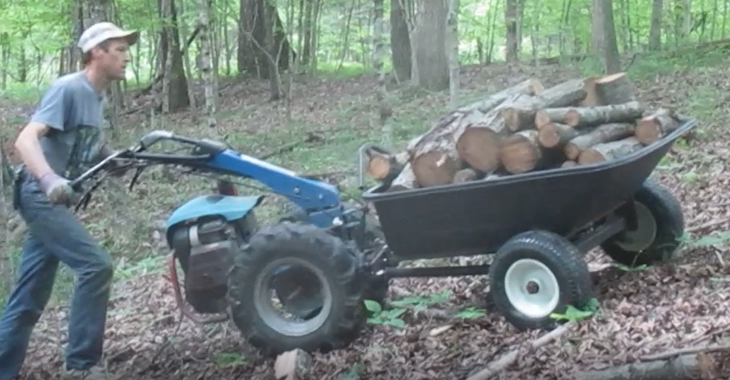 walk-behind tractor with powerbarrow