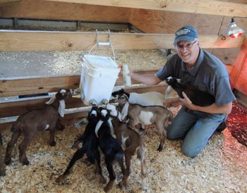 NaVera Farms Owner Greg Ferguson with Nubian Goats